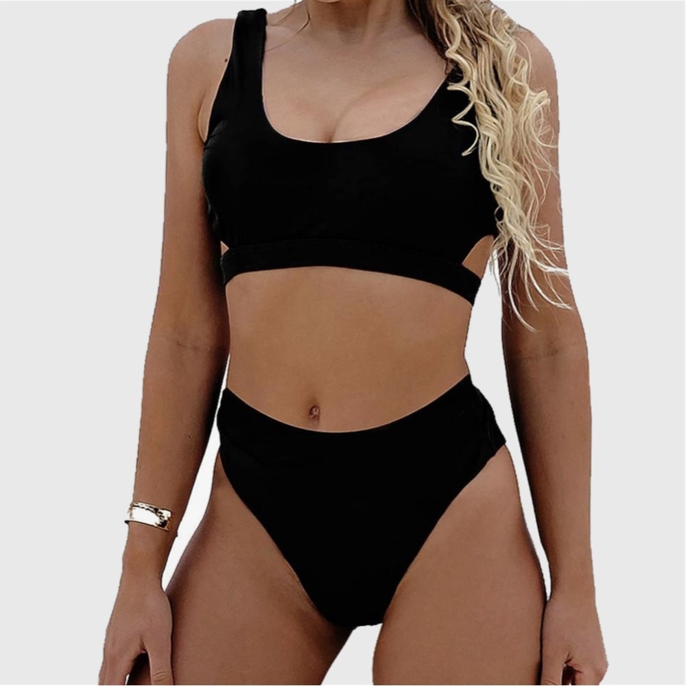High Waisted Cut Out Bikini Swimsuit Set